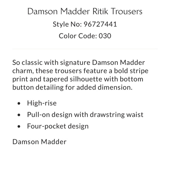 ♥️SALE!! Nwt’s-$110 Casual-Chic Damson Madder Ritik Trousers Casual Pants sz 4 - Picture 11 of 13